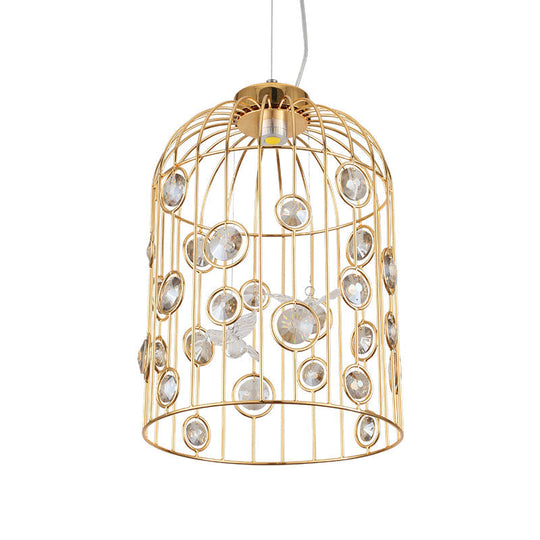 Modern Gold Bird Cage Pendant Light With 4 Bulbs For Dining Room