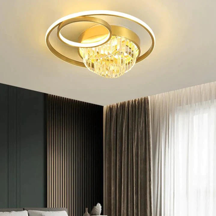 Creative Crystal light in the bedroom Copper Ceiling Lamp