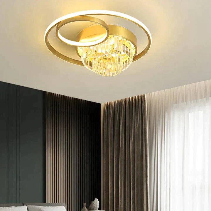 Creative Crystal Light In The Bedroom Copper Ceiling Lamp