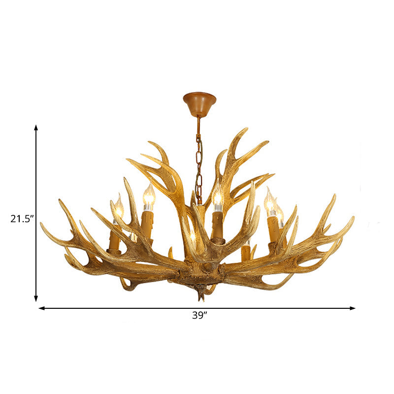 Traditional Brown Deer Antler Resin Pendant Lighting - 6 Or 8-Bulb Chandelier For Living Room