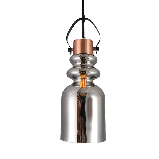 Retro 1-Head Hanging Lamp: Silver/Gold/Red Brown Glass Pendant Light For Living Room