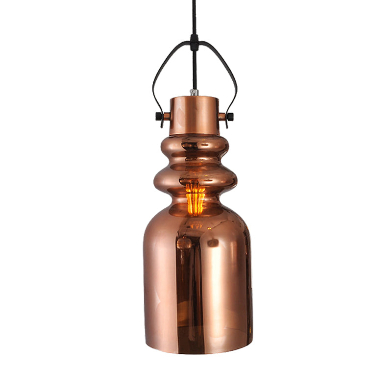 Retro 1-Head Hanging Lamp: Silver/Gold/Red Brown Glass Pendant Light For Living Room