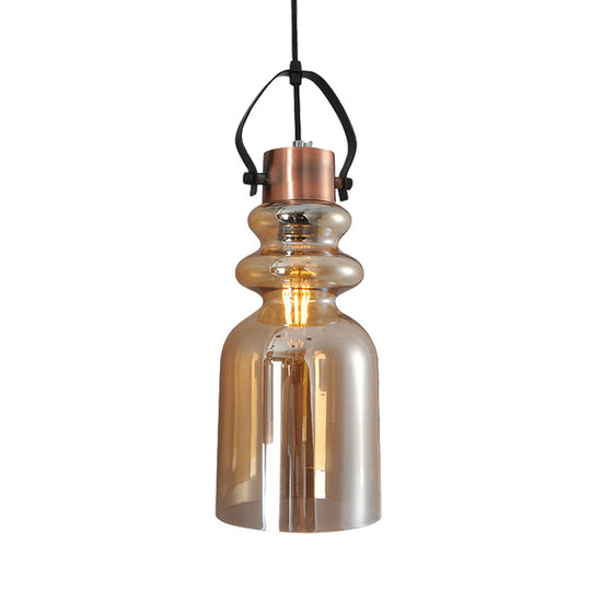 Retro 1-Head Hanging Lamp: Silver/Gold/Red Brown Glass Pendant Light For Living Room