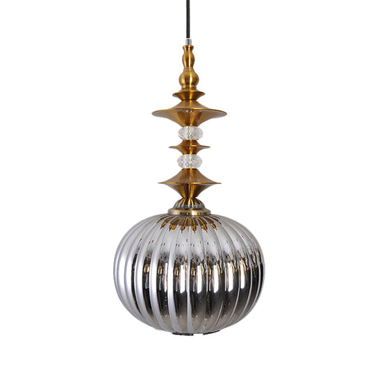 Globe Glass Ceiling Lamp - Modern 1 Head Hanging Kit For Dining Room Copper/Chrome/Gold Finish