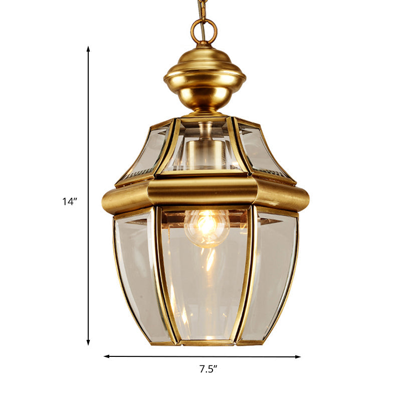 Colonial Clear Glass Jar Suspension Pendant Light For Dining Room - 6/7.5 Wide 1 Bulb Hanging