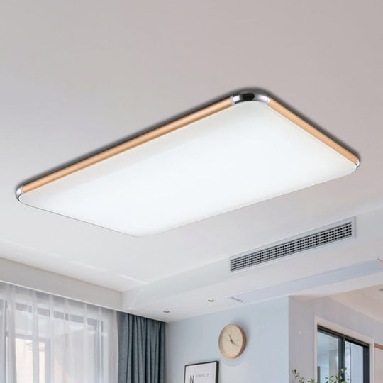 Minimalist Gold LED Flush Mount Ceiling Light for Bedroom, Ultra-Thin Square/Rectangular Design with Acrylic Diffuser, Wide Range Options (12"/18"/20.5")