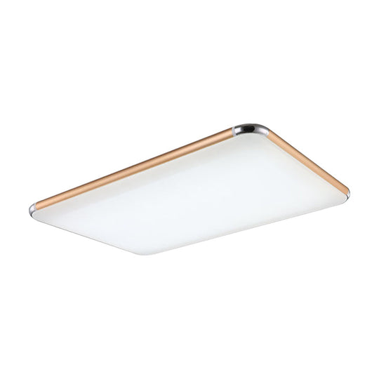 Minimalist Gold LED Flush Mount Ceiling Light for Bedroom, Ultra-Thin Square/Rectangular Design with Acrylic Diffuser, Wide Range Options (12"/18"/20.5")