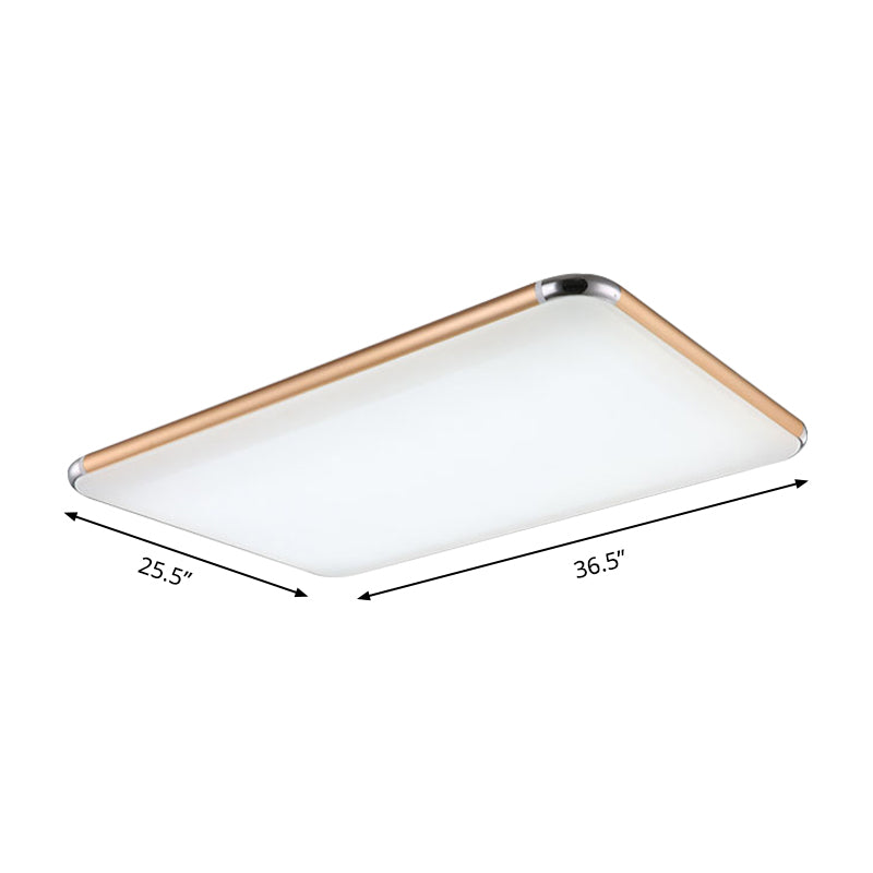 Minimalist Gold LED Flush Mount Ceiling Light for Bedroom, Ultra-Thin Square/Rectangular Design with Acrylic Diffuser, Wide Range Options (12"/18"/20.5")