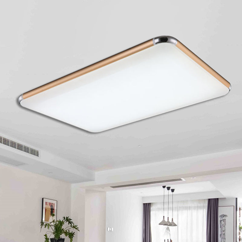 Minimalist Gold LED Flush Mount Ceiling Light for Bedroom, Ultra-Thin Square/Rectangular Design with Acrylic Diffuser, Wide Range Options (12"/18"/20.5")