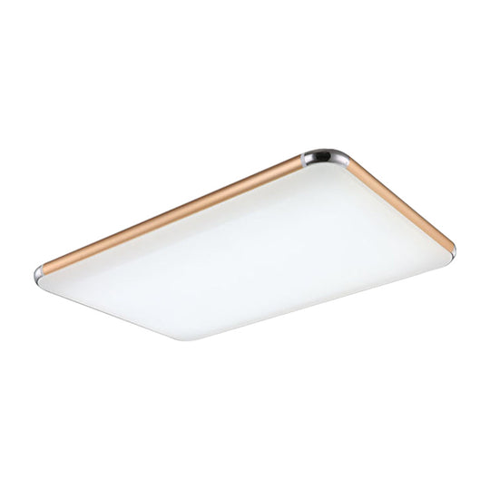 Minimalist Gold LED Flush Mount Ceiling Light for Bedroom, Ultra-Thin Square/Rectangular Design with Acrylic Diffuser, Wide Range Options (12"/18"/20.5")