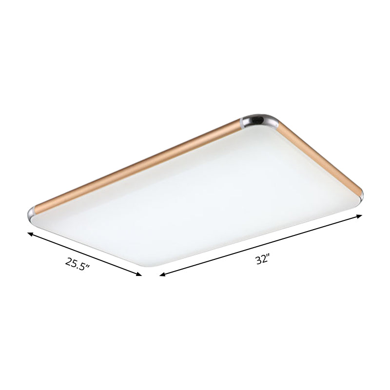 Minimalist Gold LED Flush Mount Ceiling Light for Bedroom, Ultra-Thin Square/Rectangular Design with Acrylic Diffuser, Wide Range Options (12"/18"/20.5")