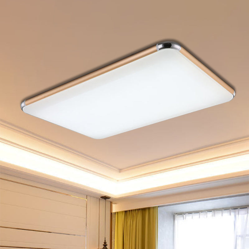 Minimalist Gold Led Flush Mount Ceiling Light For Bedroom Ultra-Thin Square/Rectangular Design With