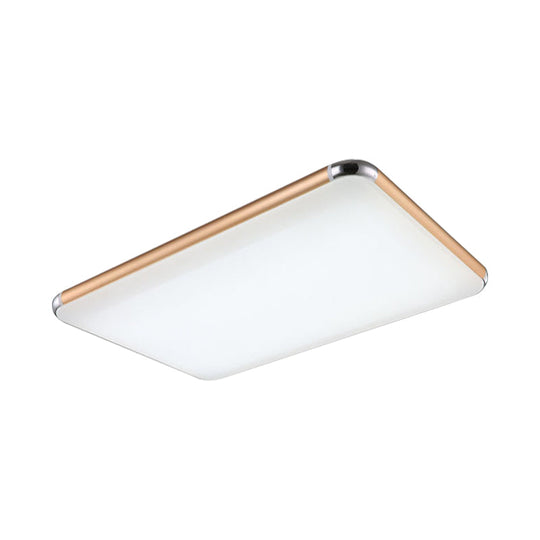 Minimalist Gold LED Flush Mount Ceiling Light for Bedroom, Ultra-Thin Square/Rectangular Design with Acrylic Diffuser, Wide Range Options (12"/18"/20.5")