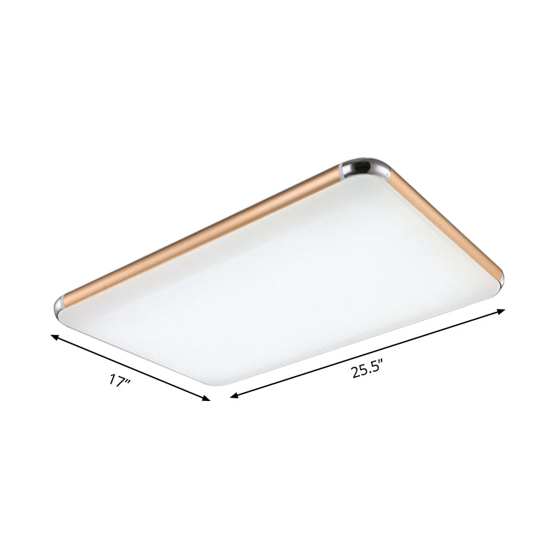 Minimalist Gold LED Flush Mount Ceiling Light for Bedroom, Ultra-Thin Square/Rectangular Design with Acrylic Diffuser, Wide Range Options (12"/18"/20.5")