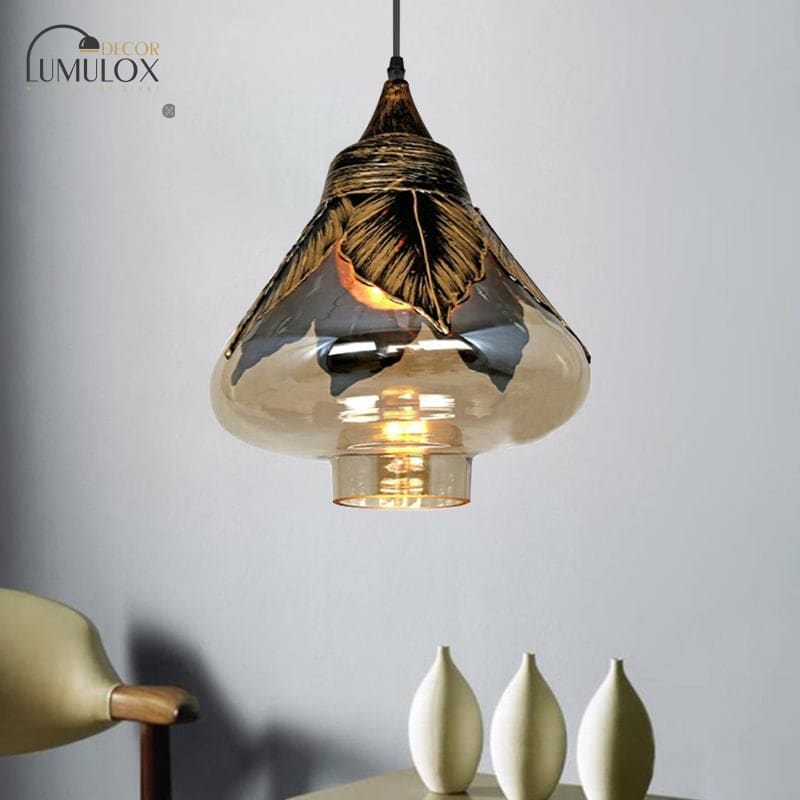 1 Head Clear Glass Colonial Style Pendant Lighting Fixture