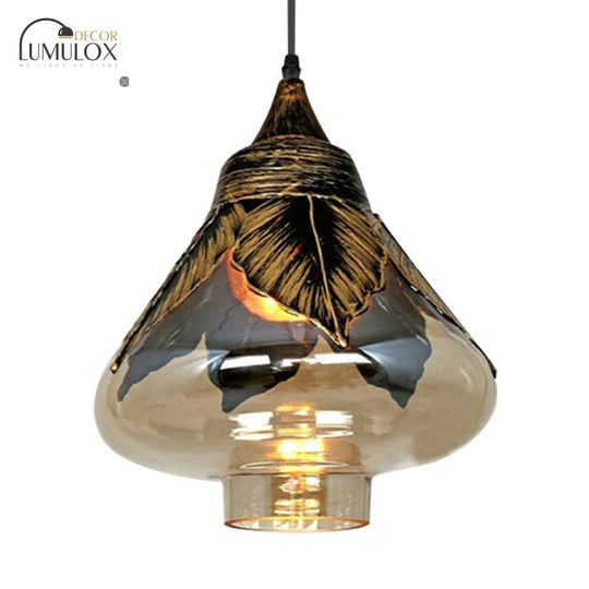 1 Head Clear Glass Colonial Style Pendant Lighting Fixture