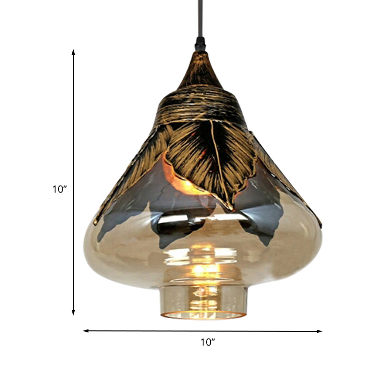 Clear Glass Colonial Pendant Hanging Lamp For Dining Room - 1 Head Cylinder/Barn/Mushroom Design