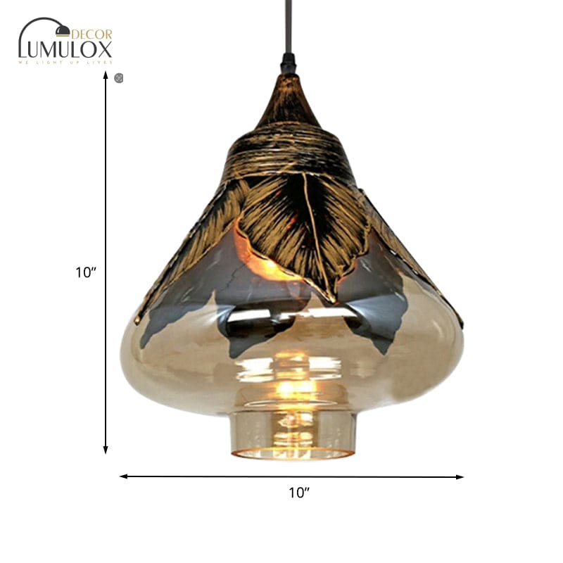 1 Head Clear Glass Colonial Style Pendant Lighting Fixture