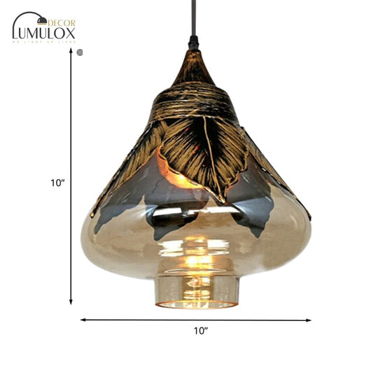 1 Head Clear Glass Colonial Style Pendant Lighting Fixture