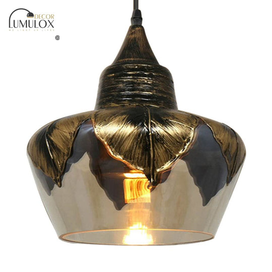 1 Head Clear Glass Colonial Style Pendant Lighting Fixture