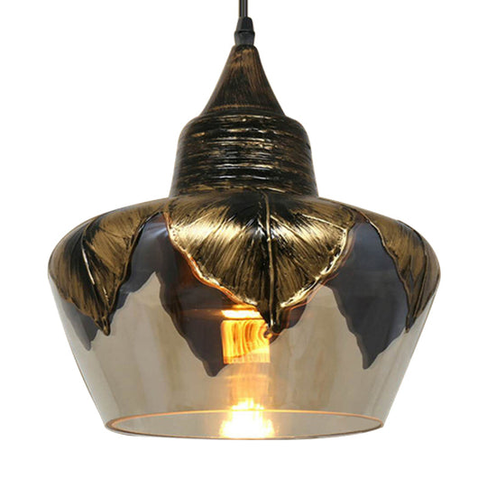 Clear Glass Colonial Pendant Hanging Lamp For Dining Room - 1 Head Cylinder/Barn/Mushroom Design