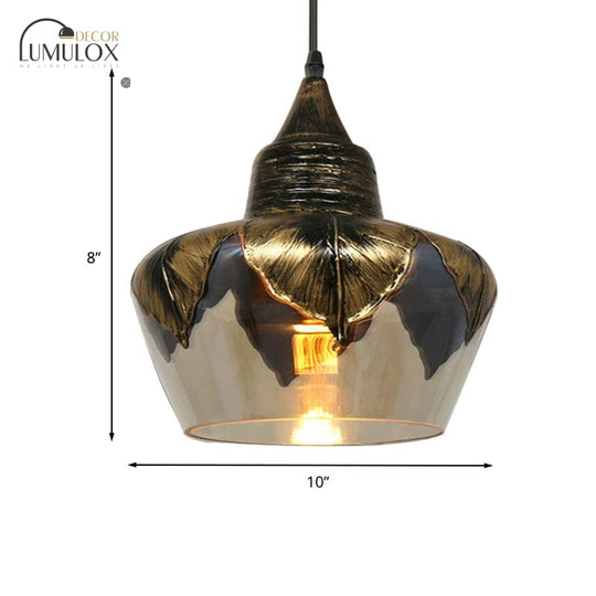 1 Head Clear Glass Colonial Style Pendant Lighting Fixture