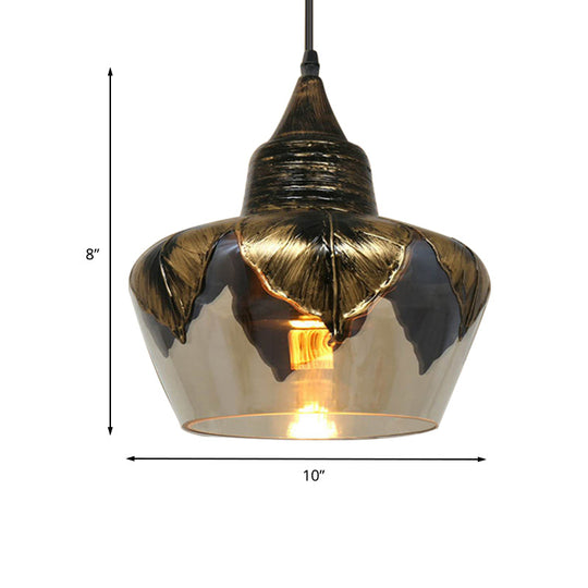 Clear Glass Colonial Pendant Hanging Lamp For Dining Room - 1 Head Cylinder/Barn/Mushroom Design