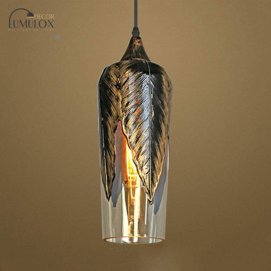 1 Head Clear Glass Colonial Style Pendant Lighting Fixture