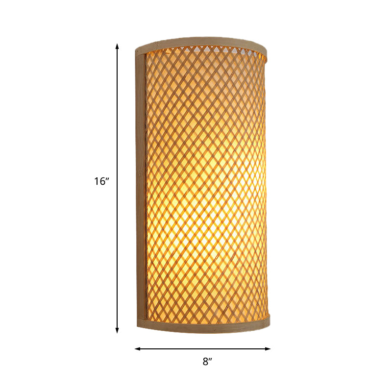 Bamboo Wall Mount Light: Lodge Style Beige Sconce For Hallway