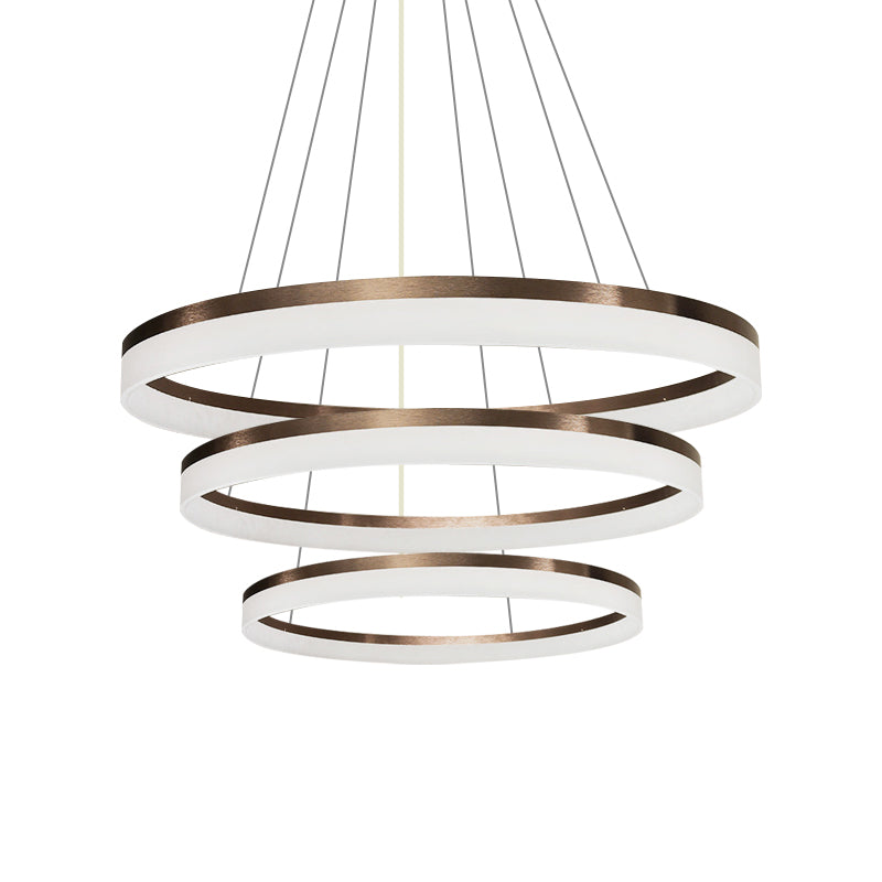 Contemporary Acrylic Round Chandelier Light - 4/5/6-Head Brown Ceiling Pendant In Warm/White/Natural