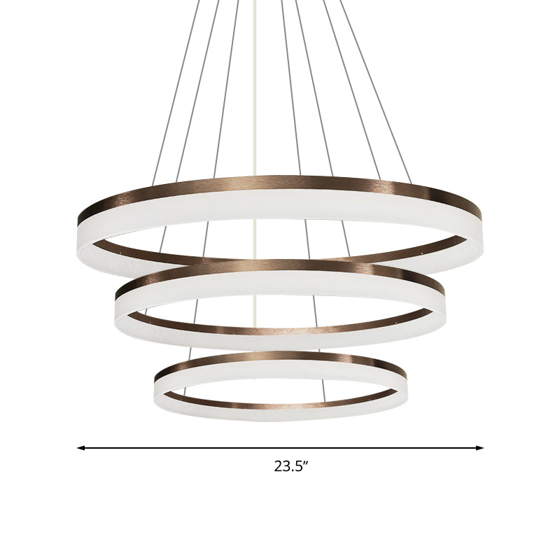 Contemporary Acrylic Round Chandelier Light - 4/5/6-Head Brown Ceiling Pendant In Warm/White/Natural