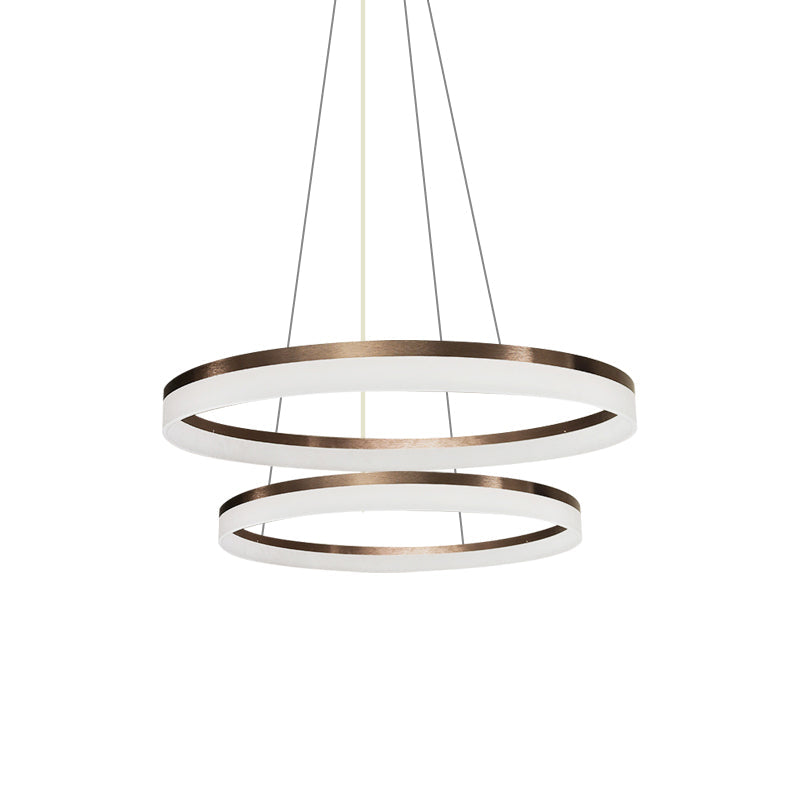 Contemporary Acrylic Round Chandelier Light - 4/5/6-Head Brown Ceiling Pendant In Warm/White/Natural