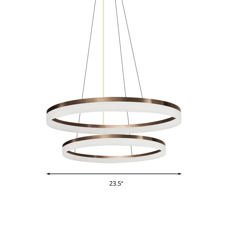 Contemporary Acrylic Round Chandelier Light - 4/5/6-Head Brown Ceiling Pendant In Warm/White/Natural