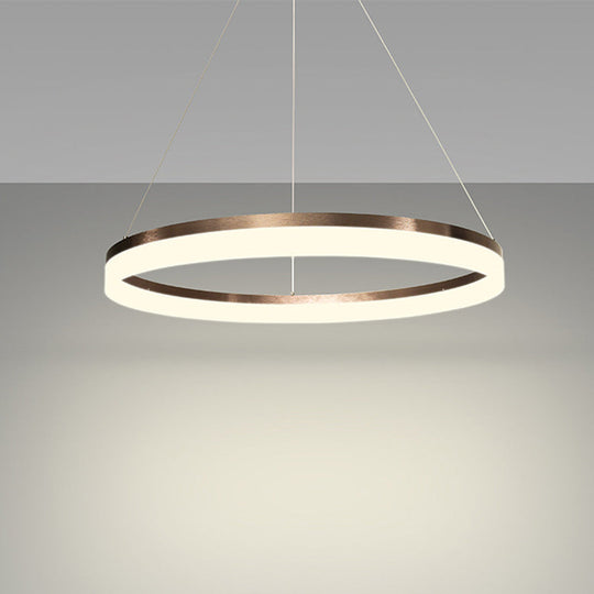 Contemporary Acrylic Round Chandelier Light - 4/5/6-Head Brown Ceiling Pendant In Warm/White/Natural