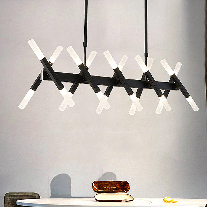 Modern Acrylic Tube Island Pendant Light - 16/20 Lights Black/White/Gold Dining Room Ceiling