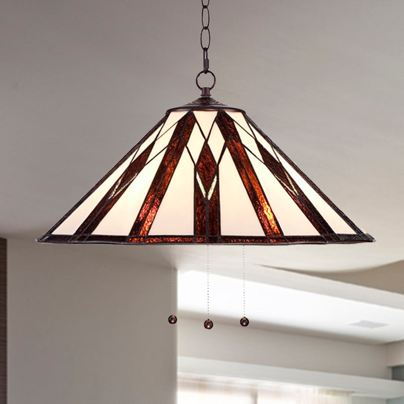 Tiffany Multicolored Stained Glass Pendant Light - White Single Bulb Ideal For Living Room / 19.5