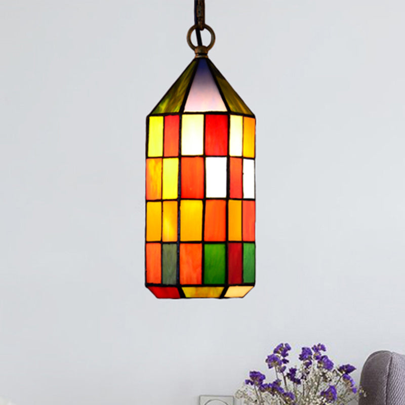 Stained Glass Hanging Pendant Light For Bedroom Or Living Room Multicolored Shade