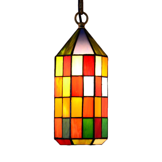 Stained Glass Hanging Pendant Light For Bedroom Or Living Room Multicolored Shade