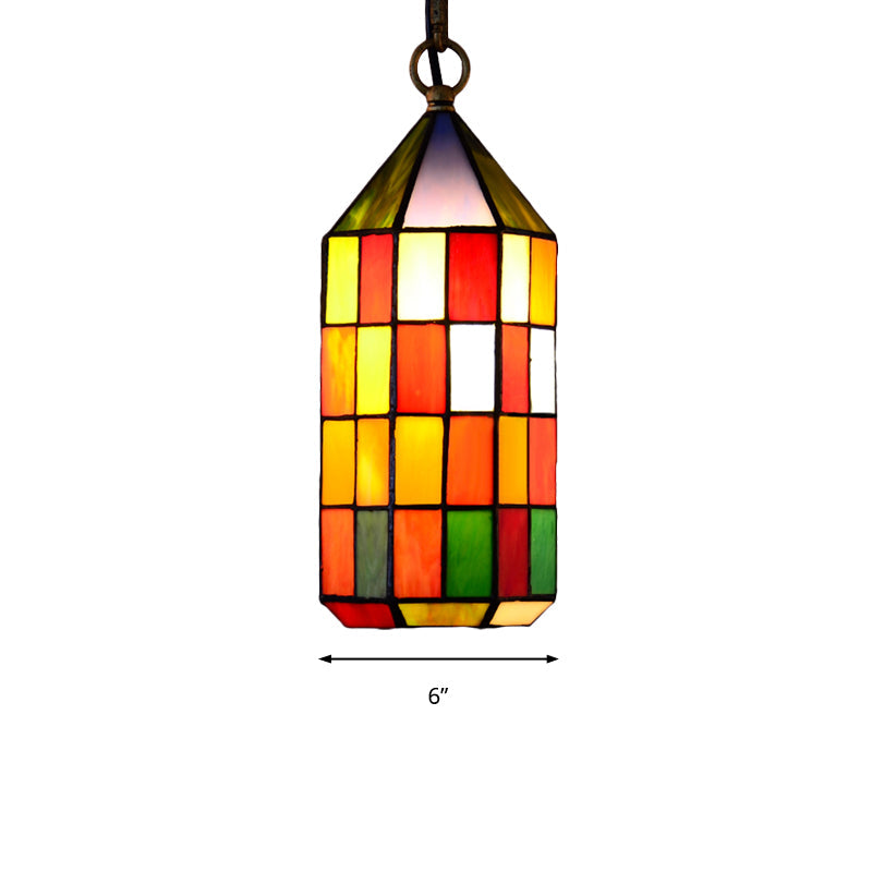 Stained Glass Hanging Pendant Light For Bedroom Or Living Room Multicolored Shade