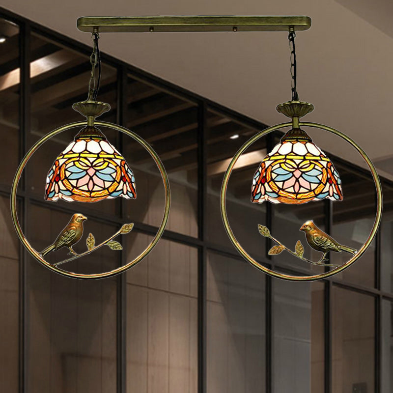 Victorian Pendant Light With Tiffany Stained Glass - Ideal For Cloth Shops