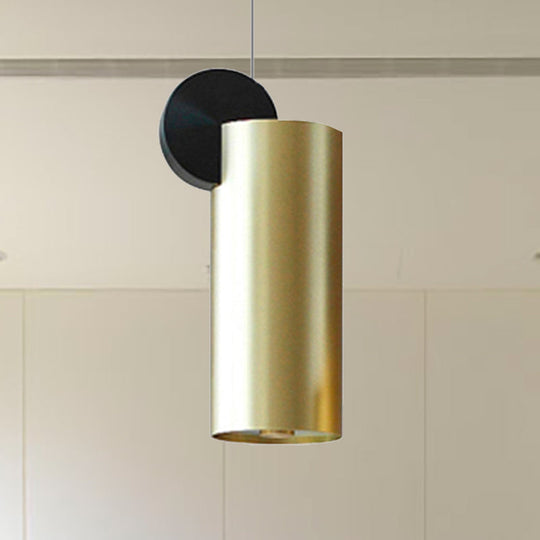 Minimalist Metal Pendant Light In Gold - Drum/Saucer/Cylinder Design Ideal For Hallways 1 Head