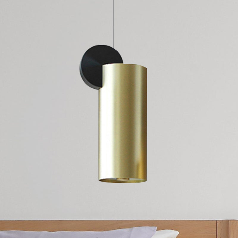 Minimalist Metal Pendant Light In Gold - Drum/Saucer/Cylinder Design Ideal For Hallways 1 Head