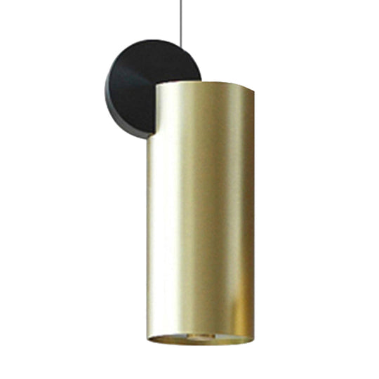 Minimalist Metal Pendant Light In Gold - Drum/Saucer/Cylinder Design Ideal For Hallways 1 Head