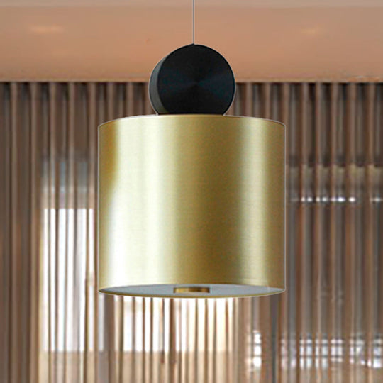 Minimalist Metal Pendant Light In Gold - Drum/Saucer/Cylinder Design Ideal For Hallways 1 Head