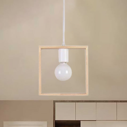 Contemporary Wooden Drop Pendant Ceiling Light Fixture - Triangle/Square/Hexagonal Design Ideal For