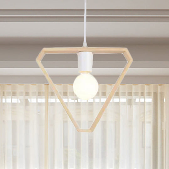 Contemporary Wooden Drop Pendant Ceiling Light Fixture - Triangle/Square/Hexagonal Design Ideal For