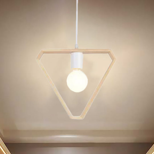 Contemporary Wooden Drop Pendant Ceiling Light Fixture - Triangle/Square/Hexagonal Design Ideal For