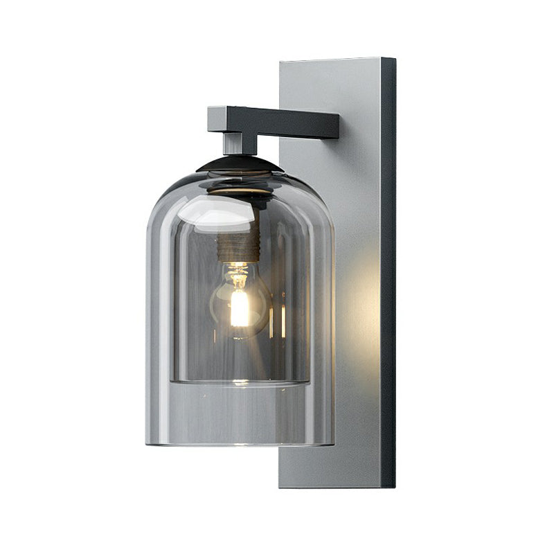 Nordic Grey Finish Glass Dome Wall Lamp: Elegant Smokey Blown Sconce Lighting For Corridor Smoke