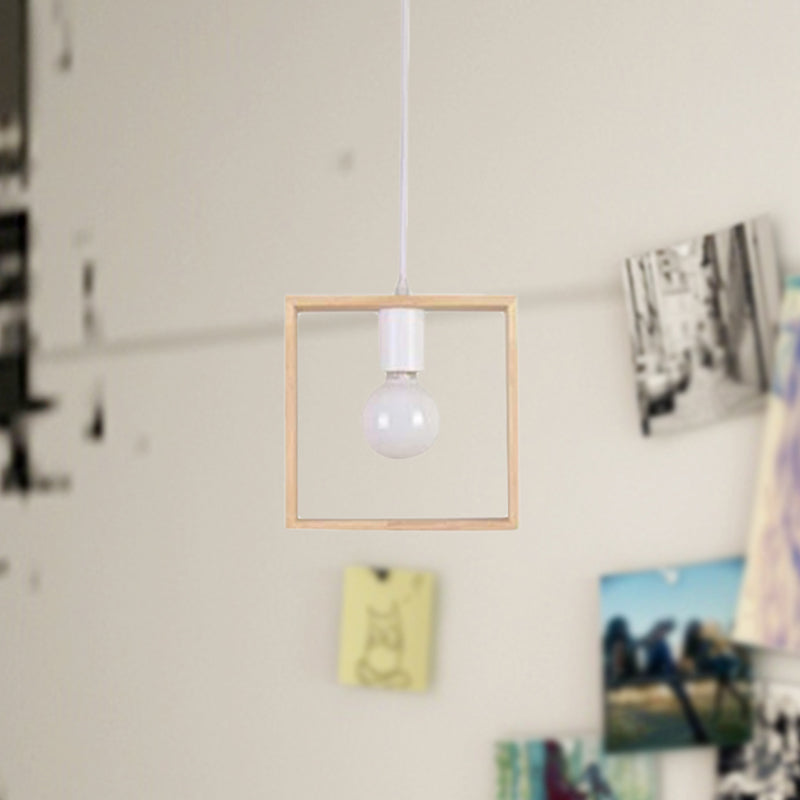 Contemporary Wooden Drop Pendant Ceiling Light Fixture - Triangle/Square/Hexagonal Design Ideal For