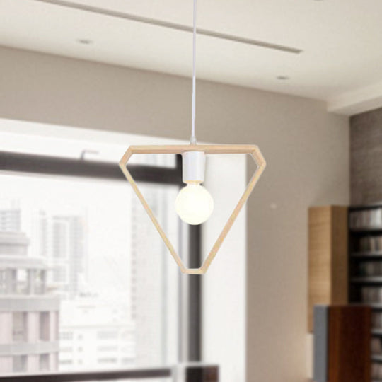 Contemporary Wooden Drop Pendant Ceiling Light Fixture - Triangle/Square/Hexagonal Design Ideal For